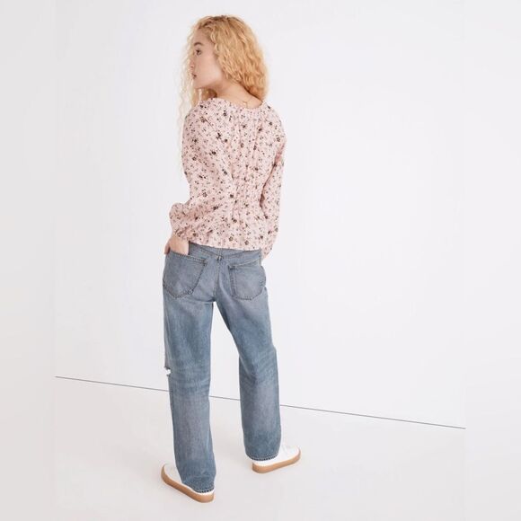 Madewell Sophia Top in Bouquet Floral Pink Wisteria Dove, Size Medium, NWT - Picture 3 of 11